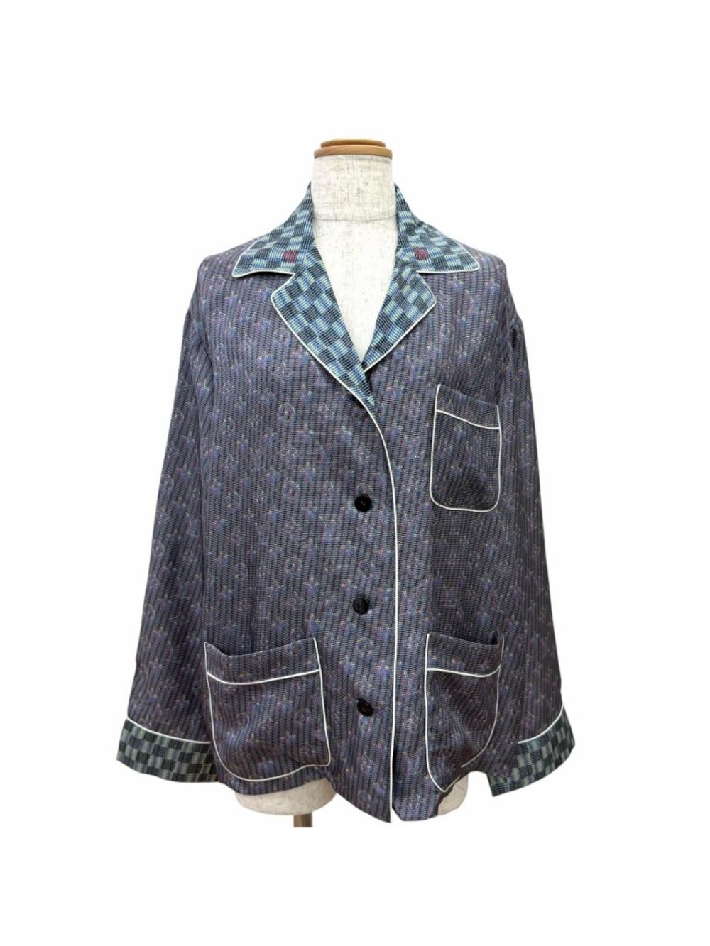 Louis Vuitton Silk 100% LV Buttoned 3D Monogram Print All Over Long Sleeve